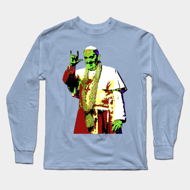 Rock Pop Pope Superstar Long Sleeve T-Shirt by Ednathum